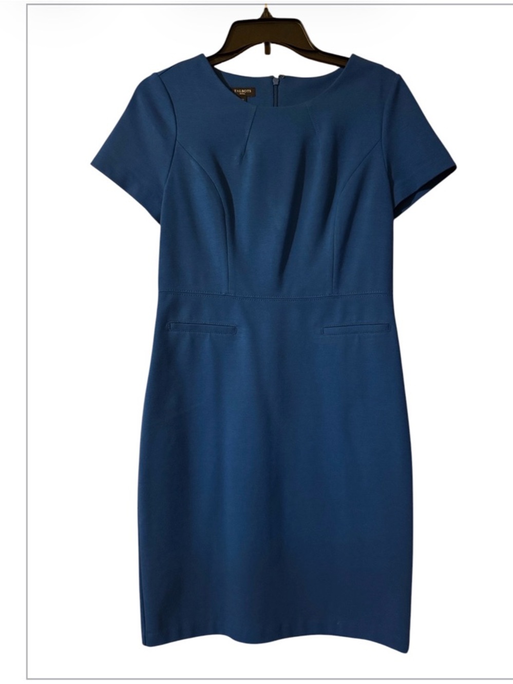 Talbots Cobalt Blue Midi Sheath Dress with short sleeves (OLCC)